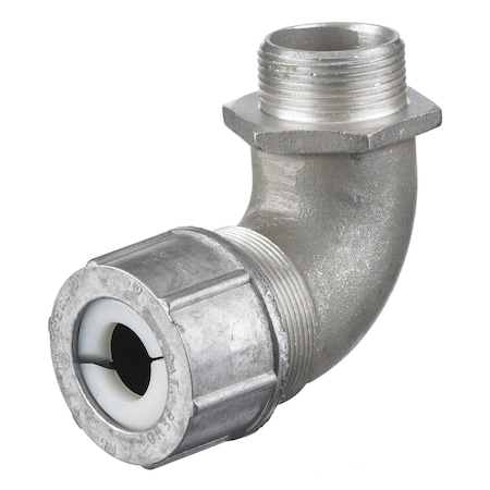 Hubbell Wiring Device-Kellems Kellems Wire Management, Cord Connectors, 90 Degree Male .88-1.00", 1 1/4", Aluminum NHC1051